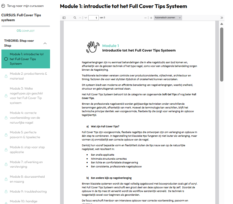 Online opleiding - Full Cover Tips systeem