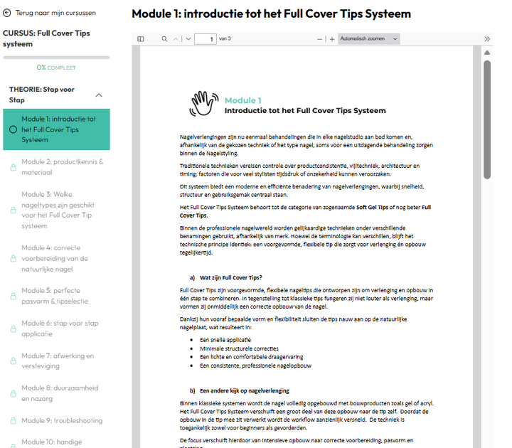 Online opleiding - Full Cover Tips systeem