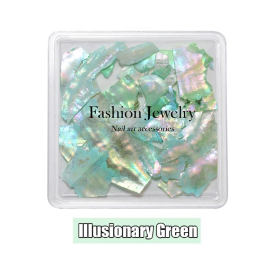 Iridescent Shell Flakes Illusionary Green
