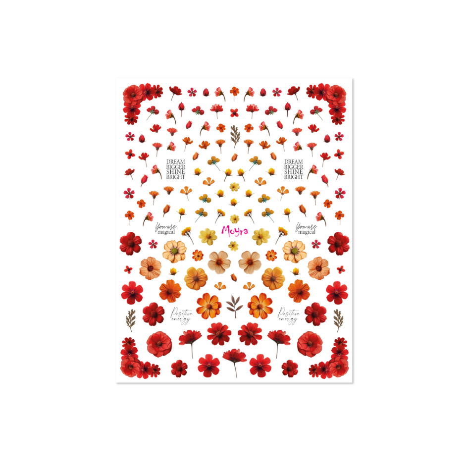 Watertranfer Sticker No.16 Dried Flowers Red
